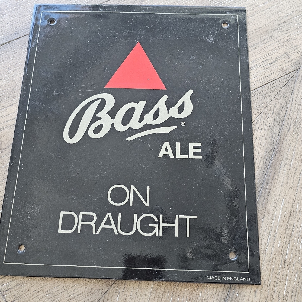 Guinness BASS ALE on Draught 1990 Beer Metal Sign 12 x 9 Made In England